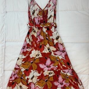 Nine West Red and Pink Floral Maxi Dress